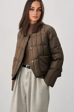 Lightweight Quilted Cropped Jacket with Snap Button