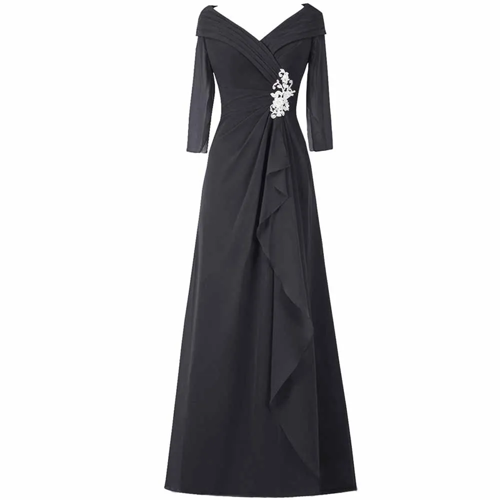 Long Evening Dress Mother of The Bride Dress Half Sleeve Long Chiffon Wedding Guest Dresses