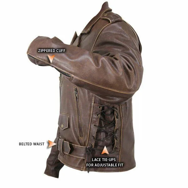 Men's Distressed Retro Brown USA Embossed Eagle Leather Jacket