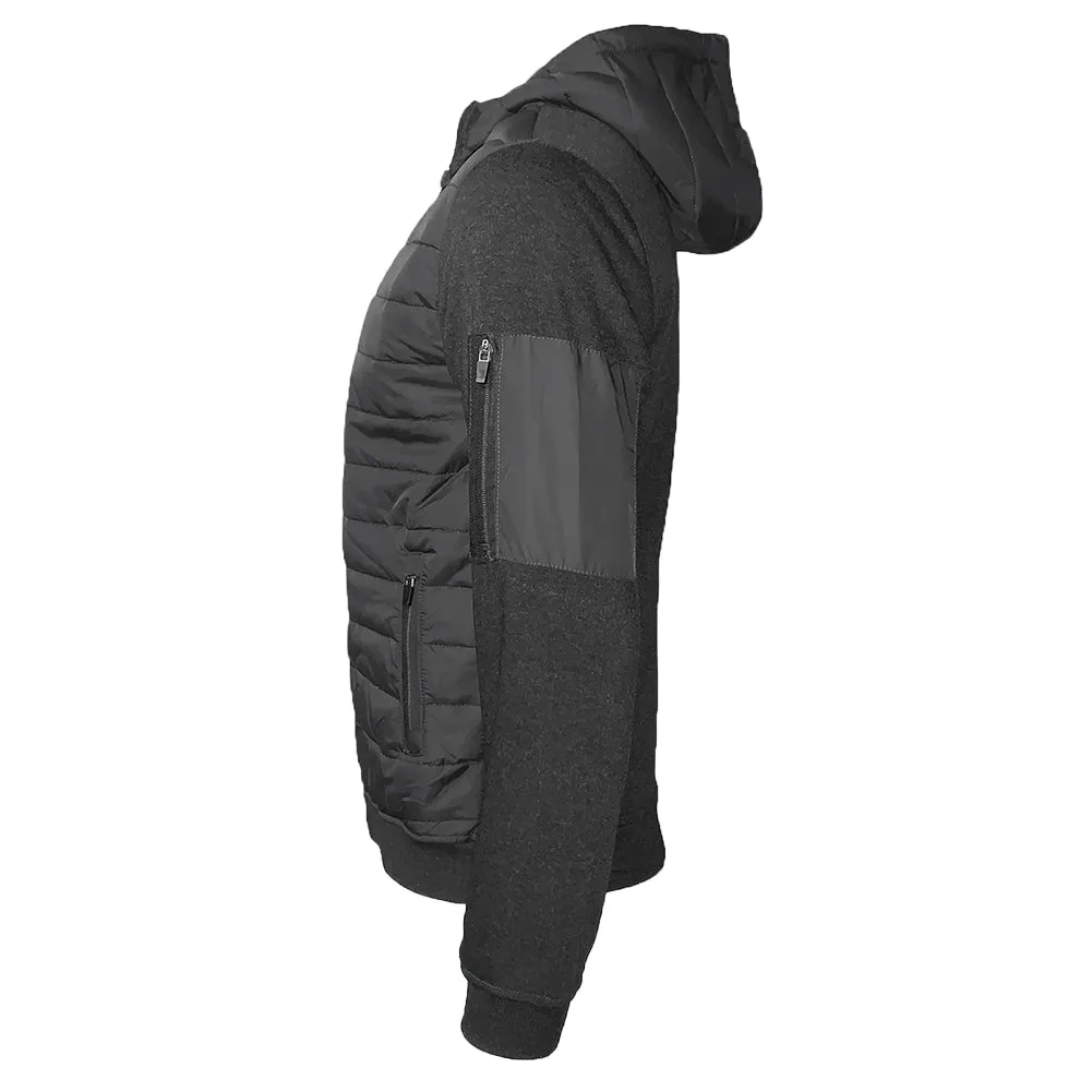 Mens Puffer Zipper Jacket Warm Fleece Lining Sweatshirt Quilted Hoodie