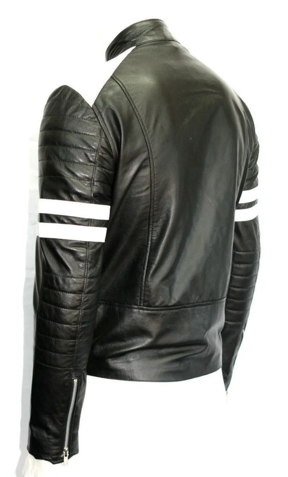 Men's Quilted Leather Motorcycle Jacket MJ045