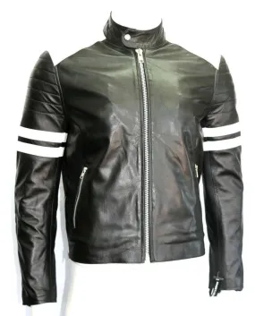 Men's Quilted Leather Motorcycle Jacket MJ045