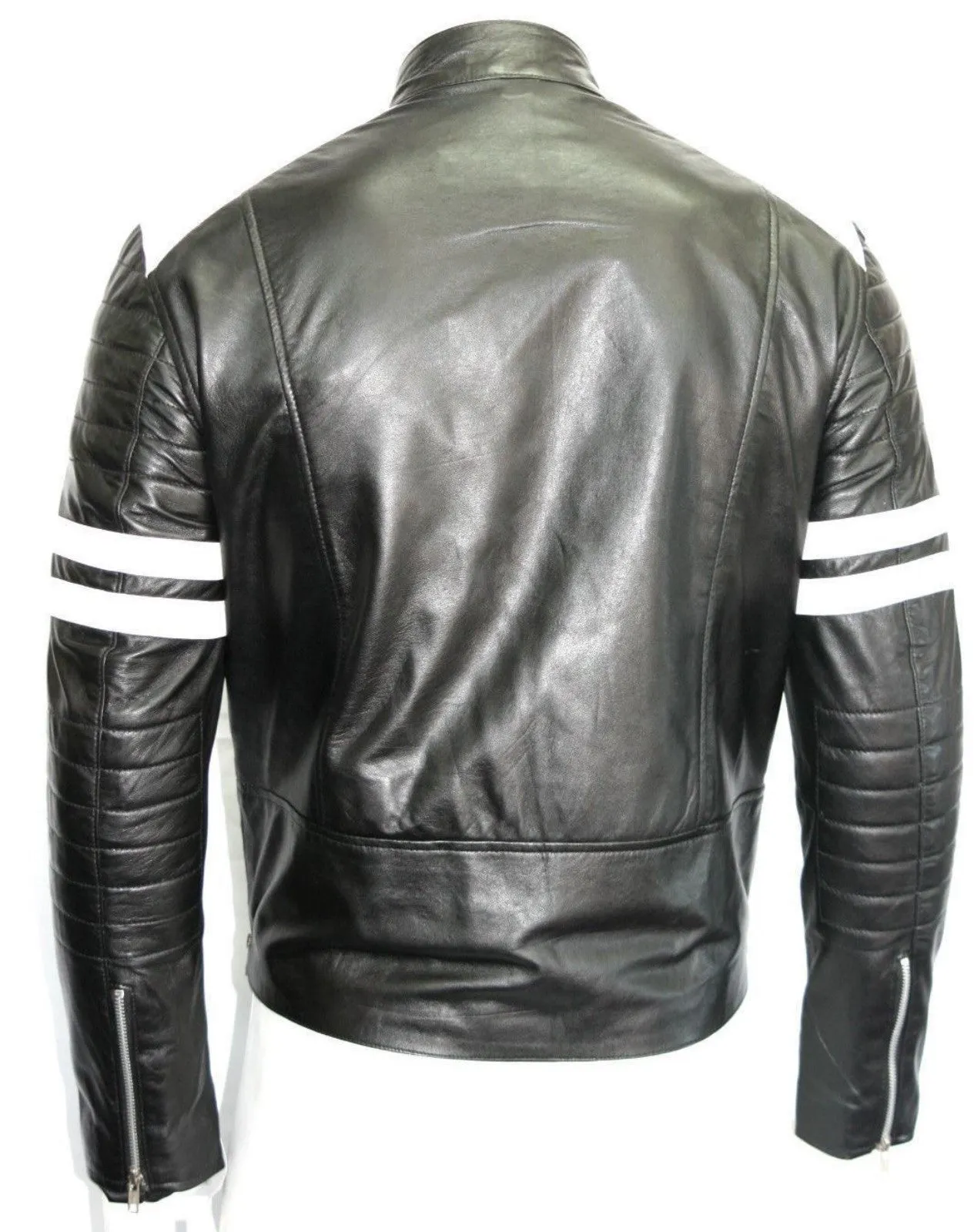 Men's Quilted Leather Motorcycle Jacket MJ045