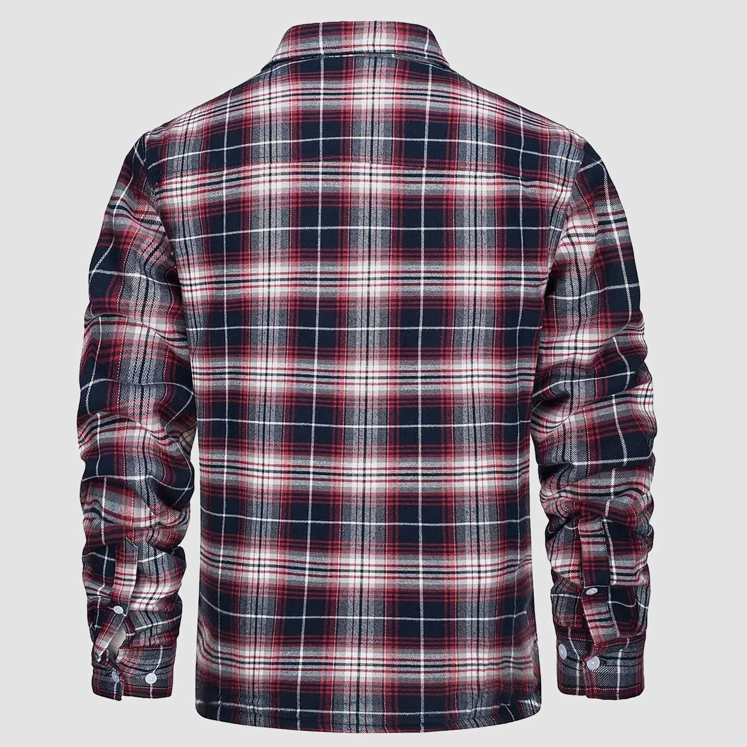 Men's Sherpa Shirt Fleece Lined Flannel Shirt Jacket with 3 Pockets Casual Plaid Button Down Winter Coat