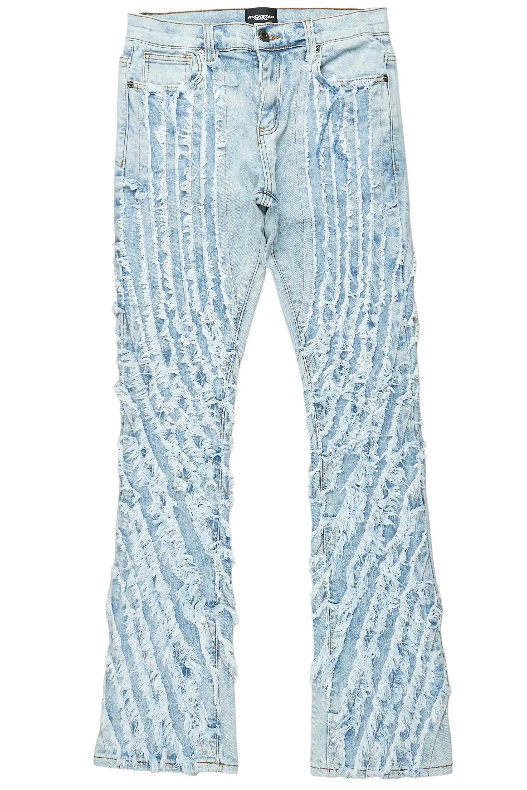 Miko Blue Stacked Frayed Jean