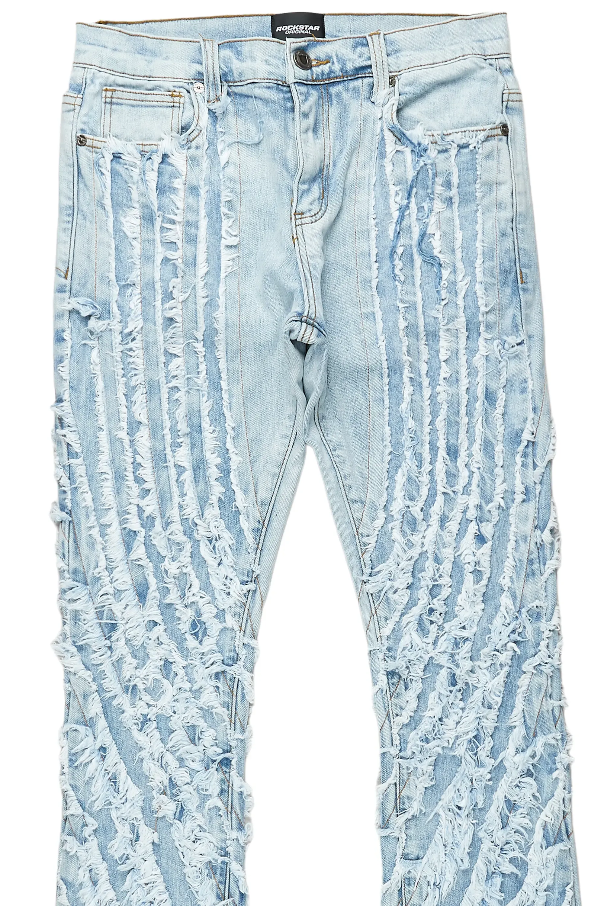 Miko Blue Stacked Frayed Jean