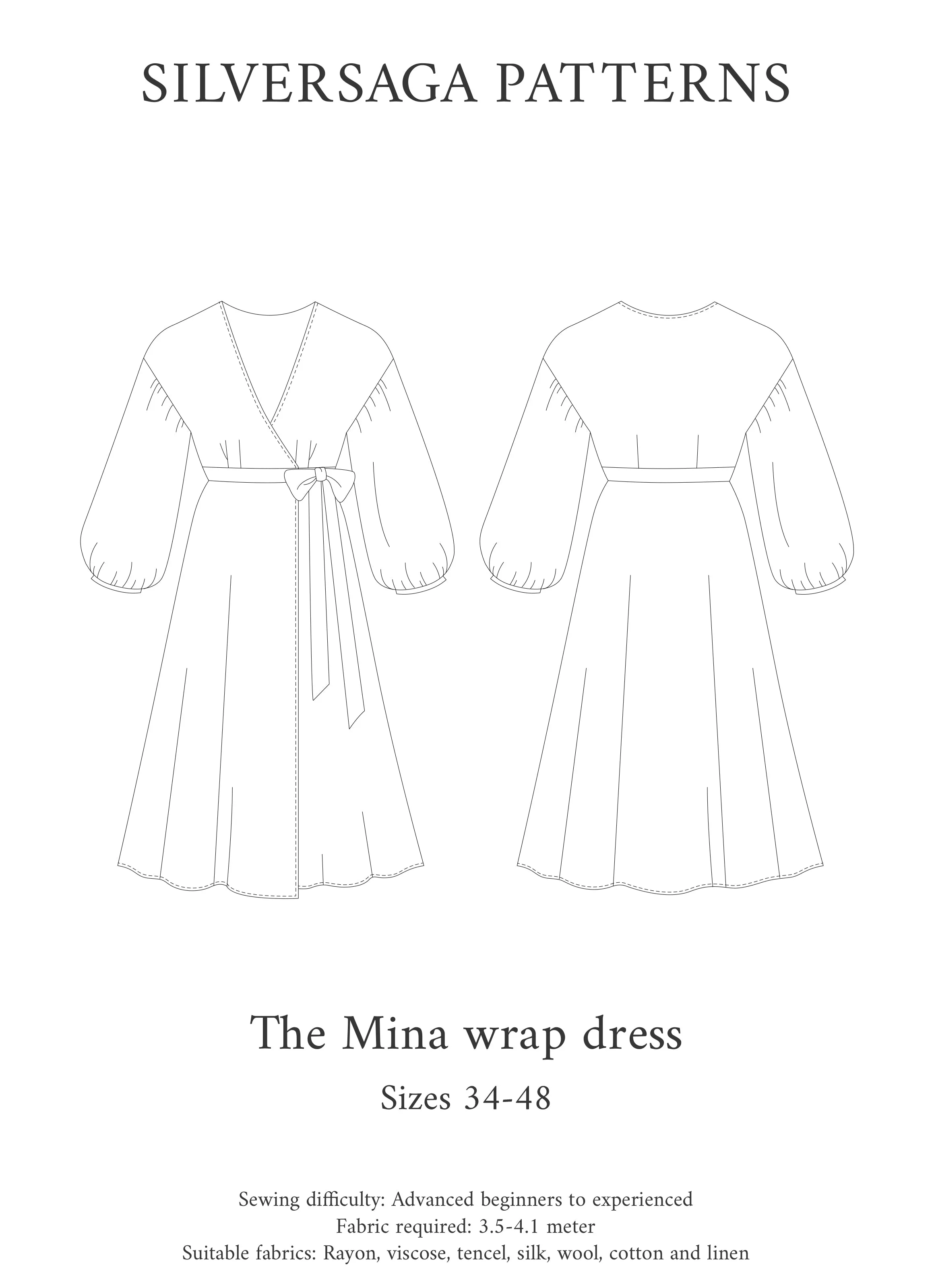 Mina wrap dress PDF sewing pattern