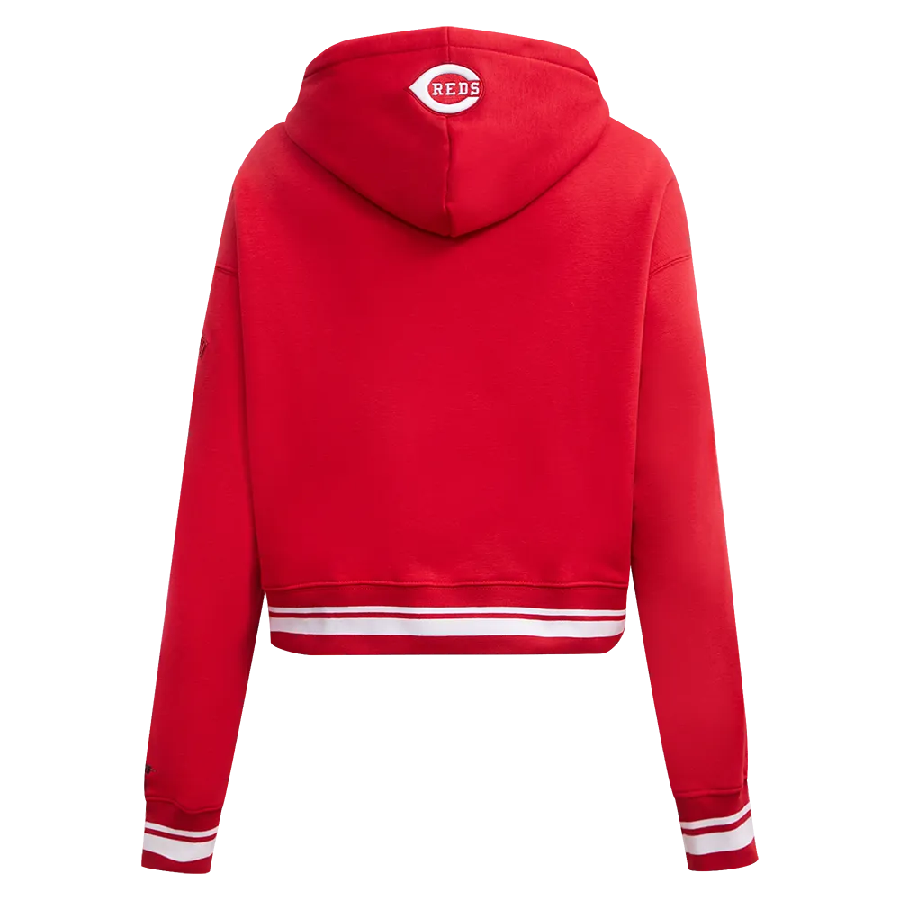 MLB CINCINNATI REDS RETRO CLASSIC WOMEN'S RIB CROPPED PO HOODIE (RED)