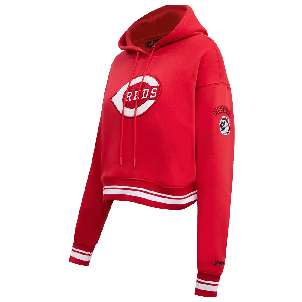 MLB CINCINNATI REDS RETRO CLASSIC WOMEN'S RIB CROPPED PO HOODIE (RED)