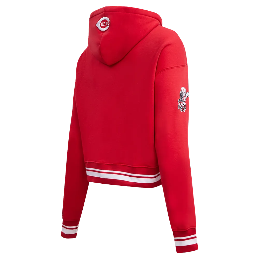 MLB CINCINNATI REDS RETRO CLASSIC WOMEN'S RIB CROPPED PO HOODIE (RED)