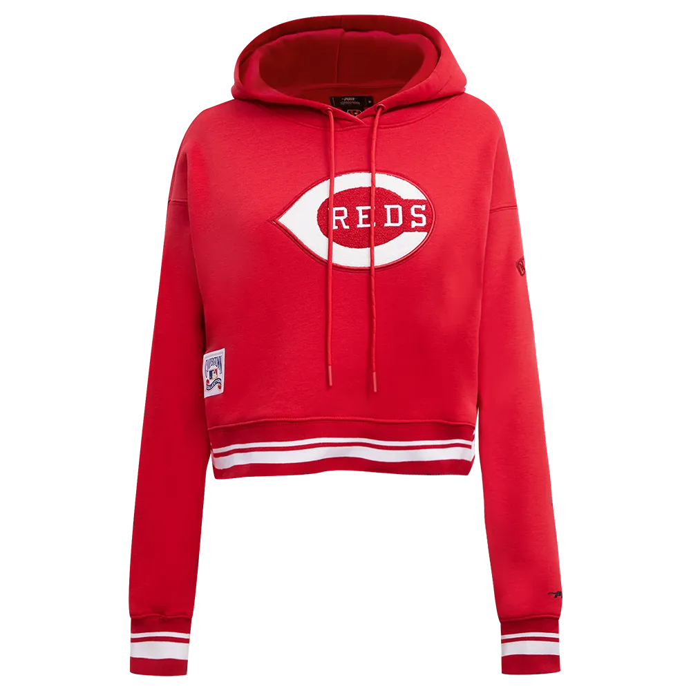 MLB CINCINNATI REDS RETRO CLASSIC WOMEN'S RIB CROPPED PO HOODIE (RED)