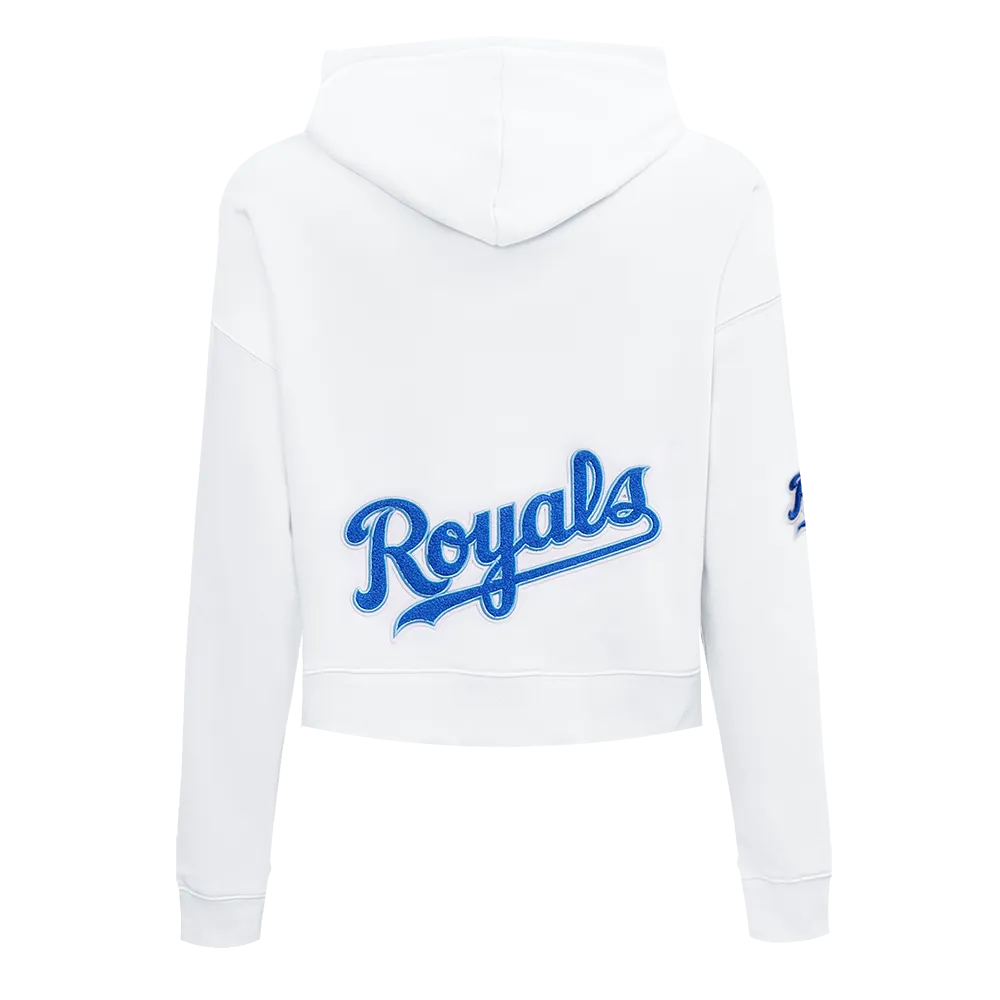 MLB KANSAS CITY ROYALS CLASSIC WOMEN'S CROPPED PO HOODIE (WHITE)