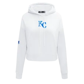 MLB KANSAS CITY ROYALS CLASSIC WOMEN'S CROPPED PO HOODIE (WHITE)