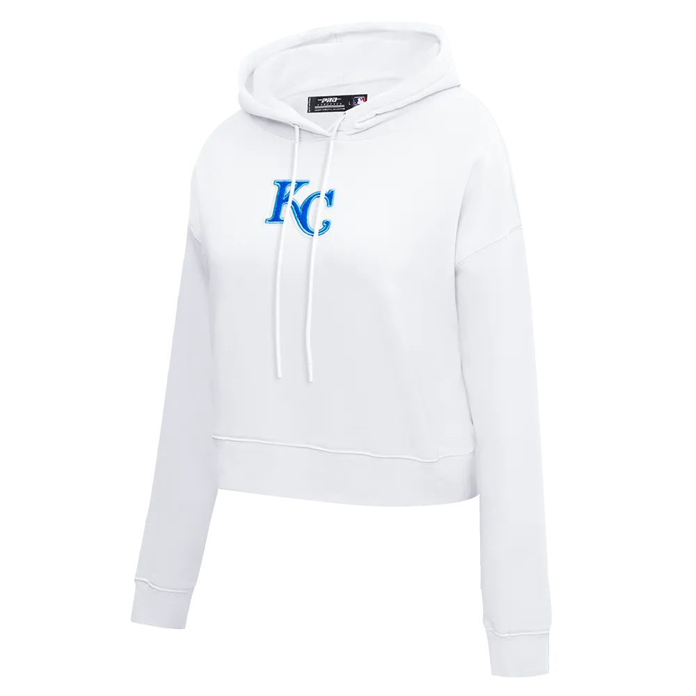 MLB KANSAS CITY ROYALS CLASSIC WOMEN'S CROPPED PO HOODIE (WHITE)