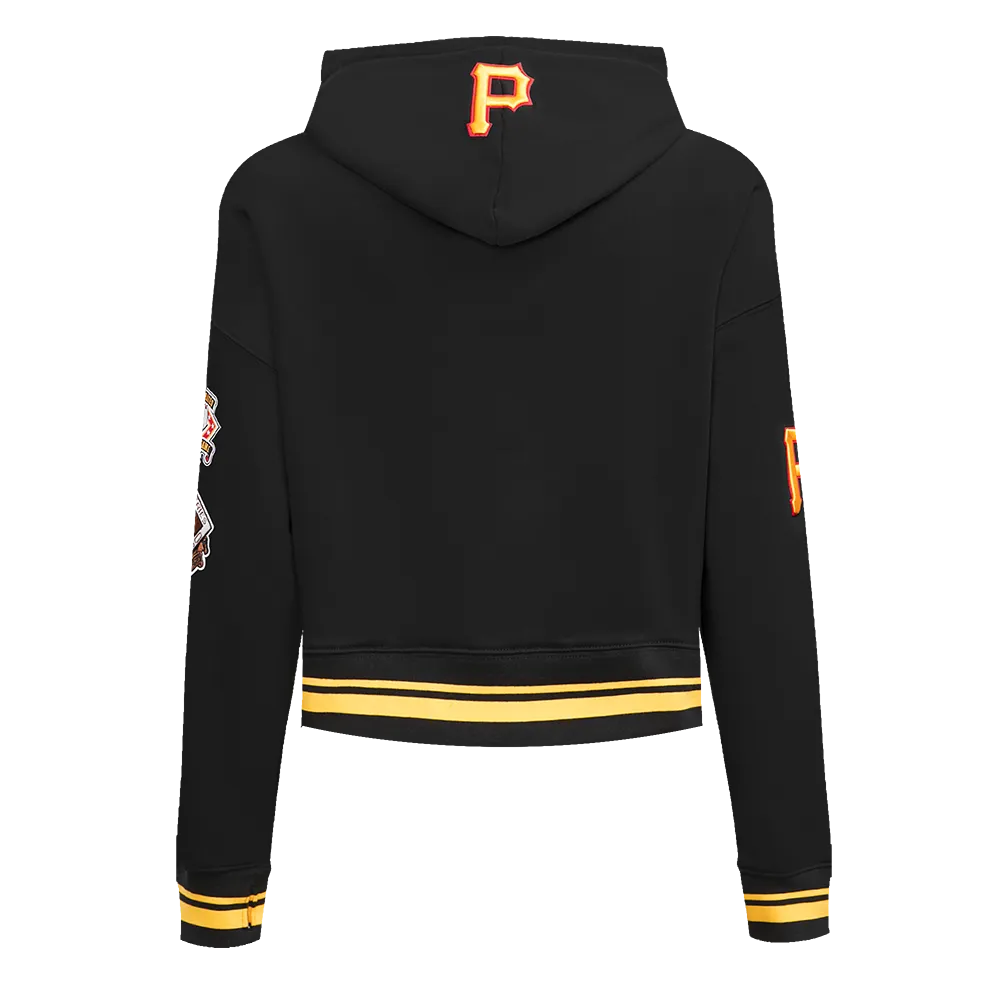 MLB PITTSBURGH PIRATES RETRO CLASSIC WOMEN'S CROPPED PO HOODIE (BLACK/YELLOW)