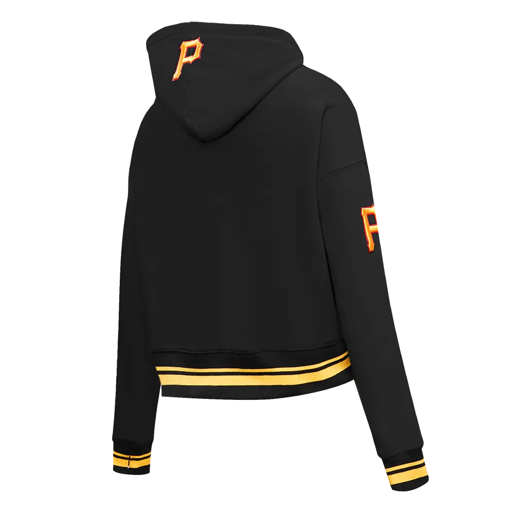 MLB PITTSBURGH PIRATES RETRO CLASSIC WOMEN'S CROPPED PO HOODIE (BLACK/YELLOW)