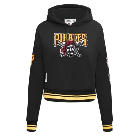 MLB PITTSBURGH PIRATES RETRO CLASSIC WOMEN'S CROPPED PO HOODIE (BLACK/YELLOW)