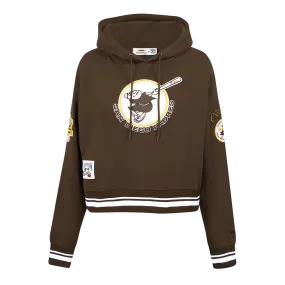 MLB SAN DIEGO PADRES RETRO CLASSIC WOMEN'S RIB CROPPED PO HOODIE (BROWN)