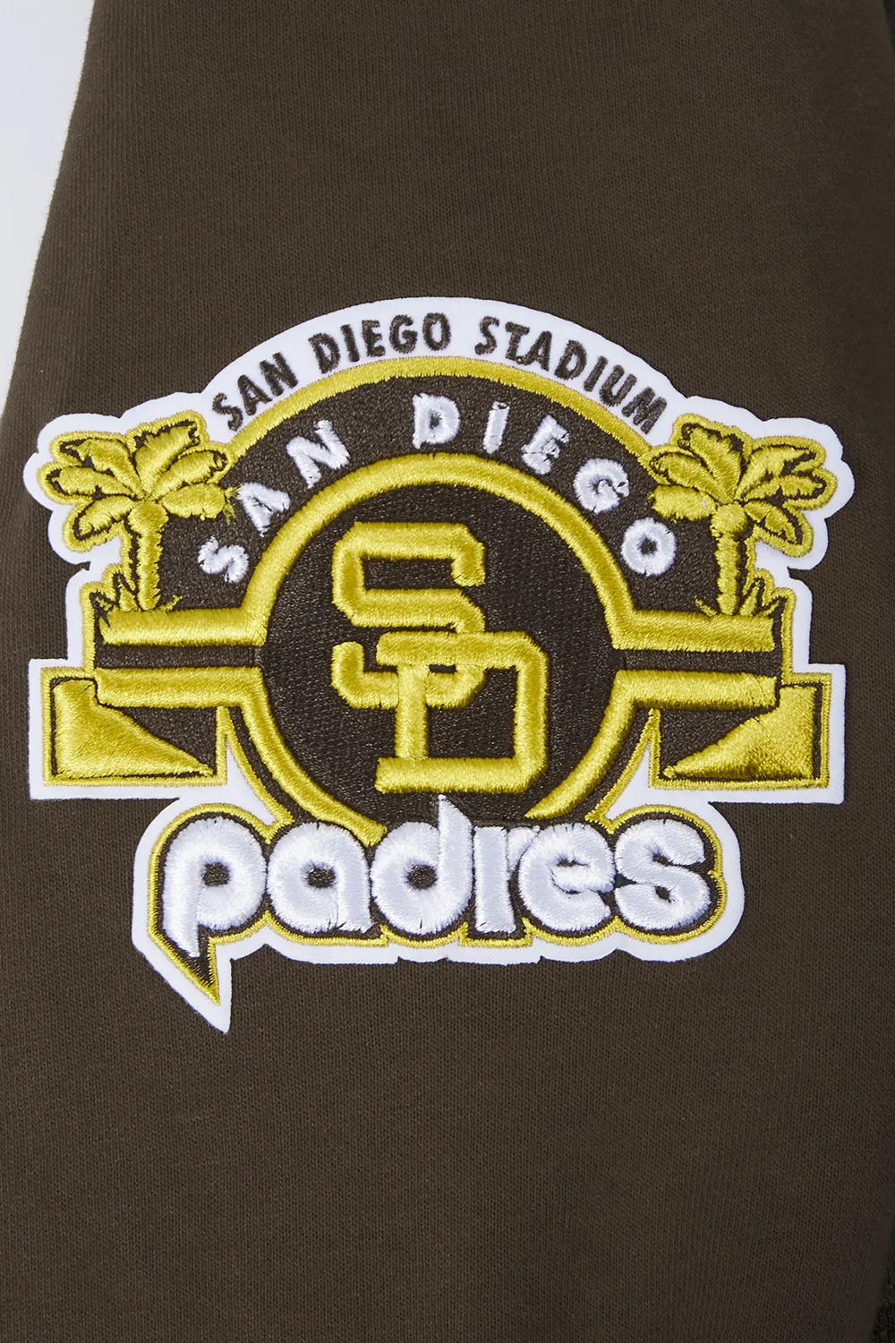 MLB SAN DIEGO PADRES RETRO CLASSIC WOMEN'S RIB CROPPED PO HOODIE (BROWN)