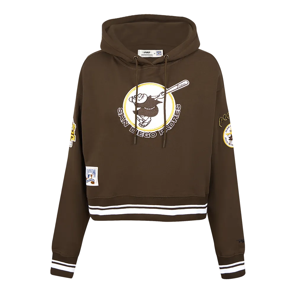 MLB SAN DIEGO PADRES RETRO CLASSIC WOMEN'S RIB CROPPED PO HOODIE (BROWN)