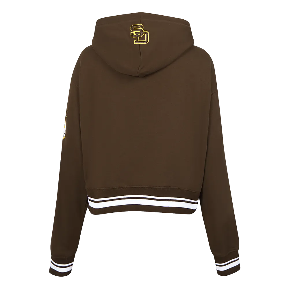 MLB SAN DIEGO PADRES RETRO CLASSIC WOMEN'S RIB CROPPED PO HOODIE (BROWN)