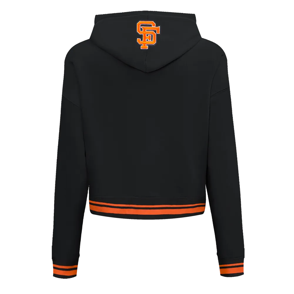 MLB SAN FRANCISCO GIANTS RETRO CLASSIC WOMEN'S CROPPED PO HOODIE (BLACK/ORANGE)