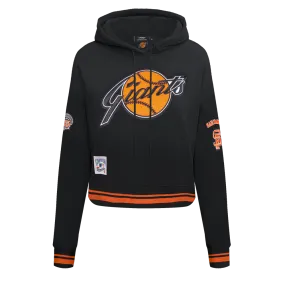 MLB SAN FRANCISCO GIANTS RETRO CLASSIC WOMEN'S CROPPED PO HOODIE (BLACK/ORANGE)