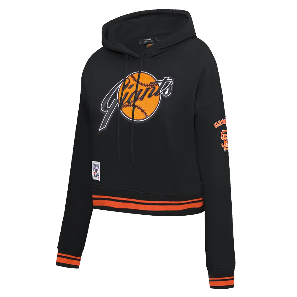 MLB SAN FRANCISCO GIANTS RETRO CLASSIC WOMEN'S CROPPED PO HOODIE (BLACK/ORANGE)