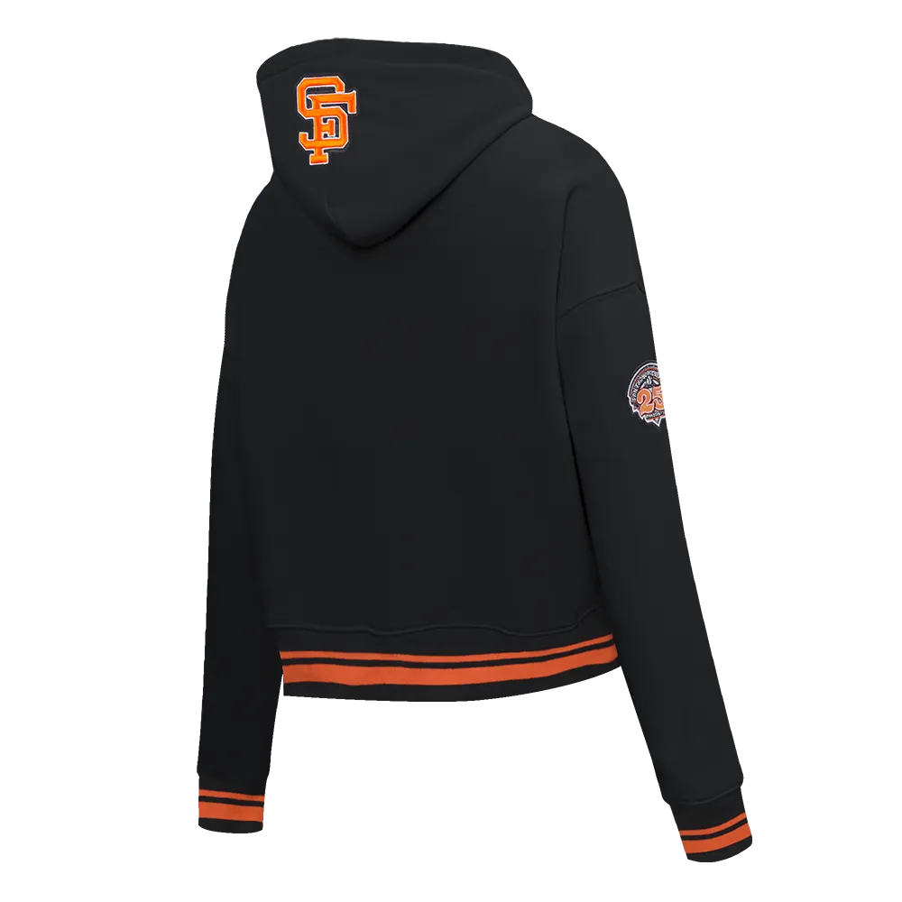 MLB SAN FRANCISCO GIANTS RETRO CLASSIC WOMEN'S CROPPED PO HOODIE (BLACK/ORANGE)