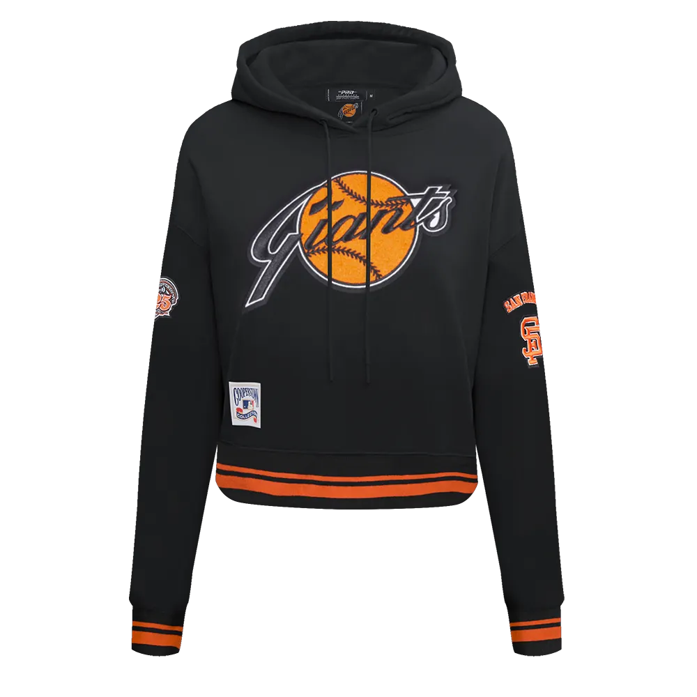 MLB SAN FRANCISCO GIANTS RETRO CLASSIC WOMEN'S CROPPED PO HOODIE (BLACK/ORANGE)