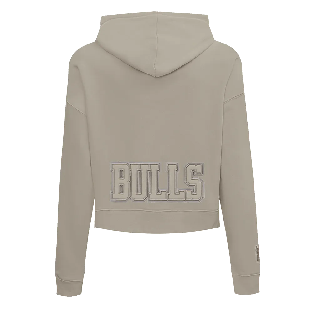 NBA CHICAGO BULLS NEUTRAL WOMEN'S CROPPED PO HOODIE (TAUPE)