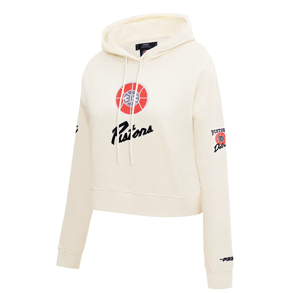 NBA DETROIT PISTONS CITY EDITION 24-25 WOMEN'S FLC CROPPED PO HOODIE (EGGSHELL)