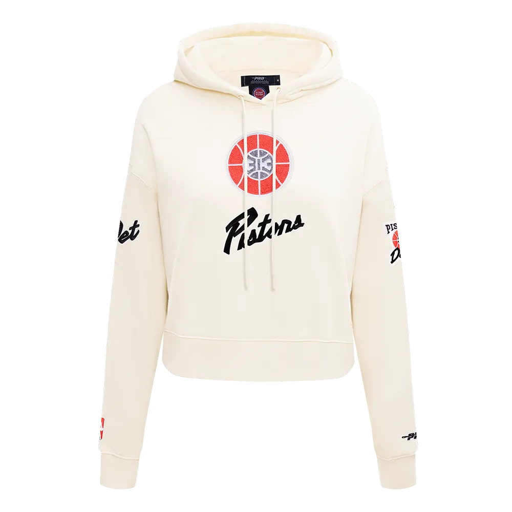 NBA DETROIT PISTONS CITY EDITION 24-25 WOMEN'S FLC CROPPED PO HOODIE (EGGSHELL)