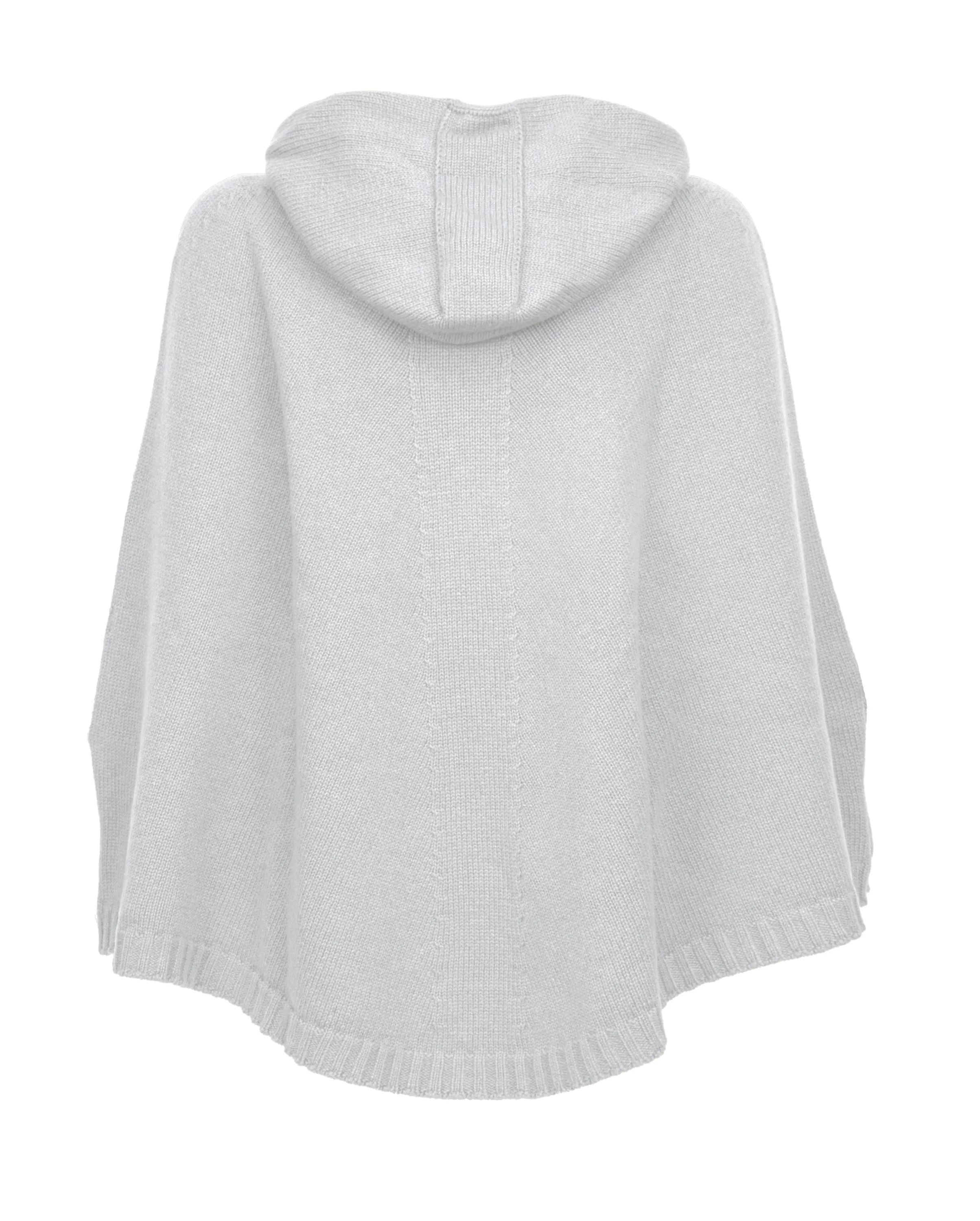 NEW FALL 24 - Pure Cashmere Hoodie Poncho Light Gray