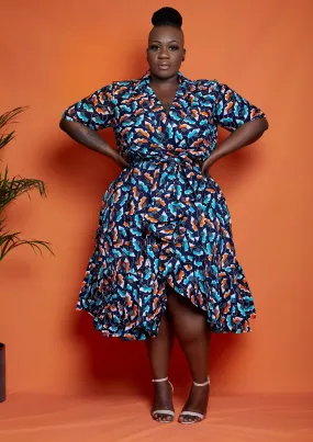 New in: African Print Wrap Midi Dress - Olla