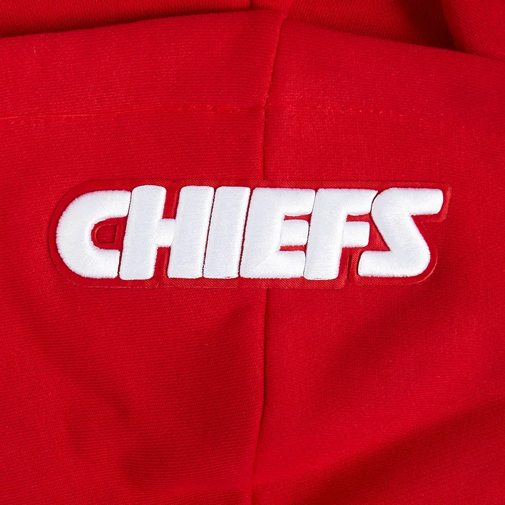 NFL KANSAS CITY CHIEFS SCRIPT TAIL WOMEN'S RIB FLC CROPPED PO HOODIE (RED)