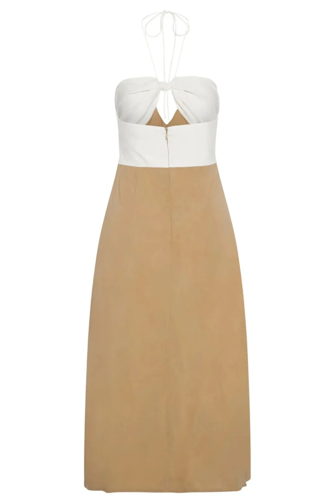 Off-White and Tan Lets Split Slip Dress