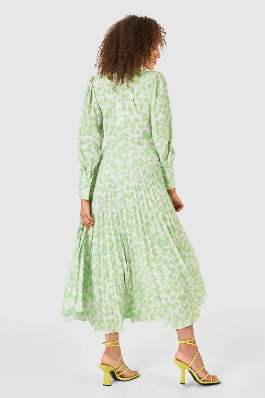 Penny Pleated Shirt Dress (Lime)