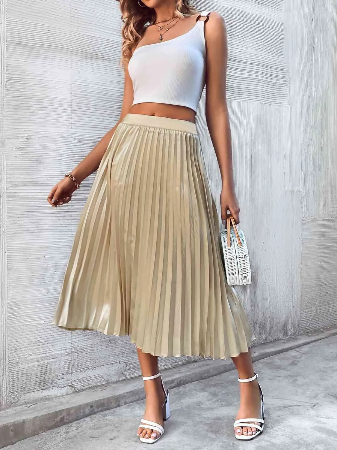 Pleated Midi Skirt