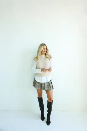 Pleated Plaid Mini Skirt