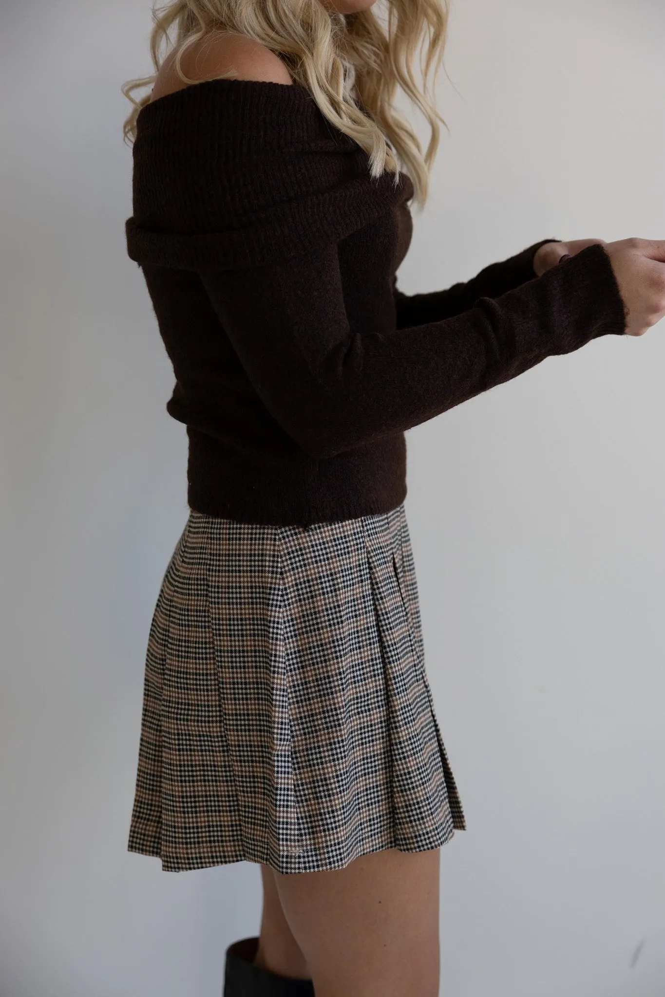 Pleated Plaid Mini Skirt