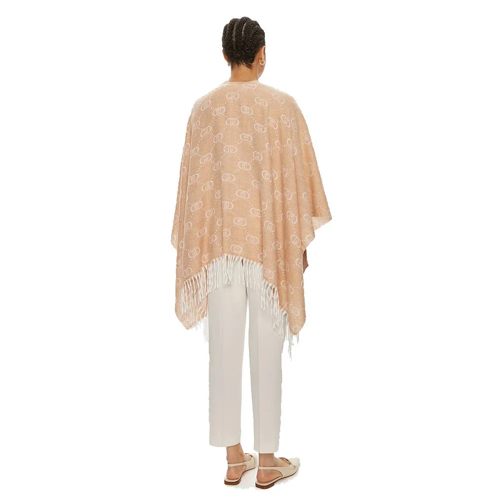 Poncho Donna LIU JO con Logo Monogram Jacquard color Cammello