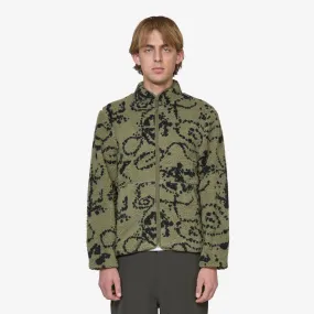 Print Fleece Jacket Green Mix