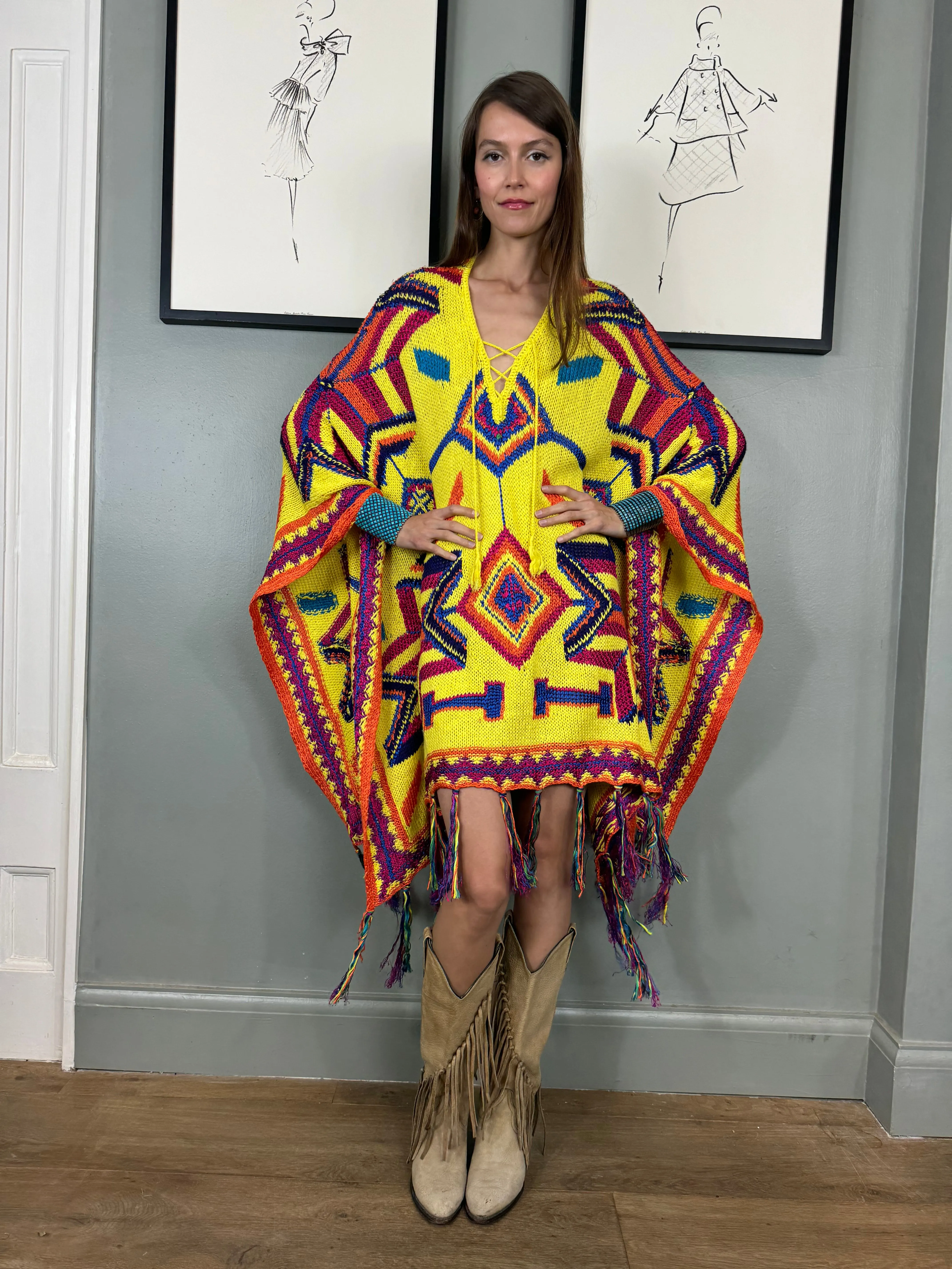 Ralph Laure, Y2K knit poncho