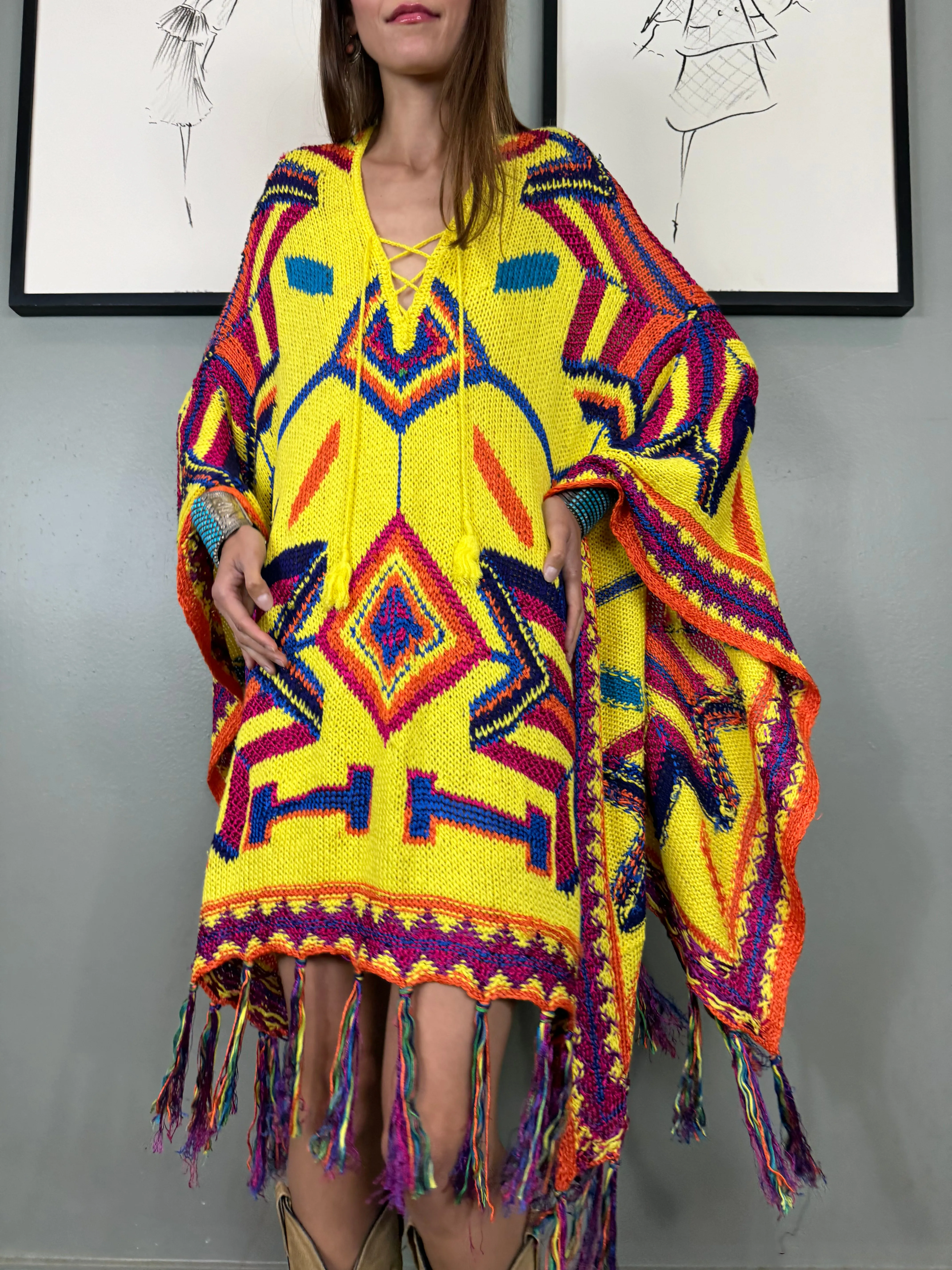 Ralph Laure, Y2K knit poncho