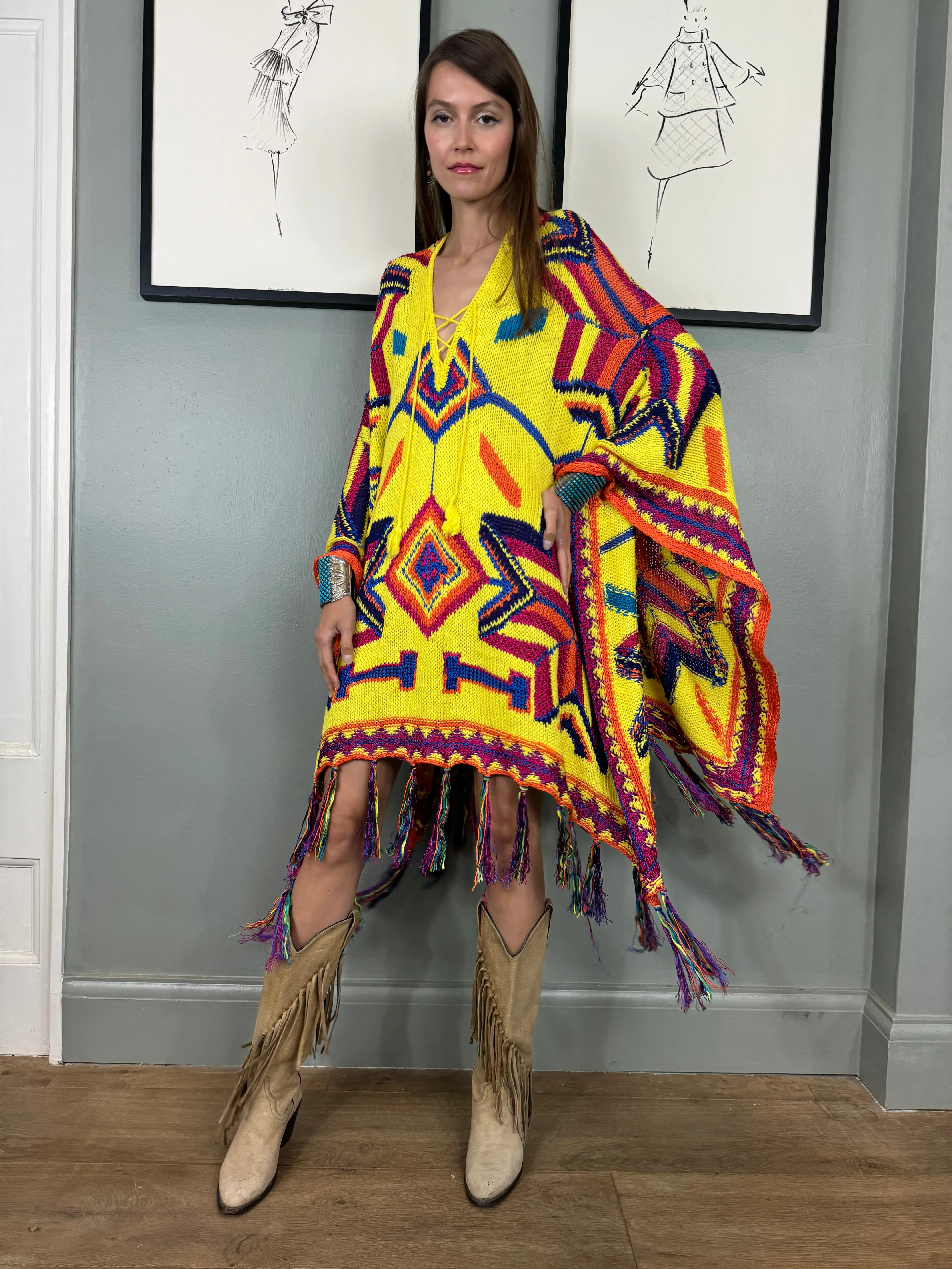 Ralph Laure, Y2K knit poncho