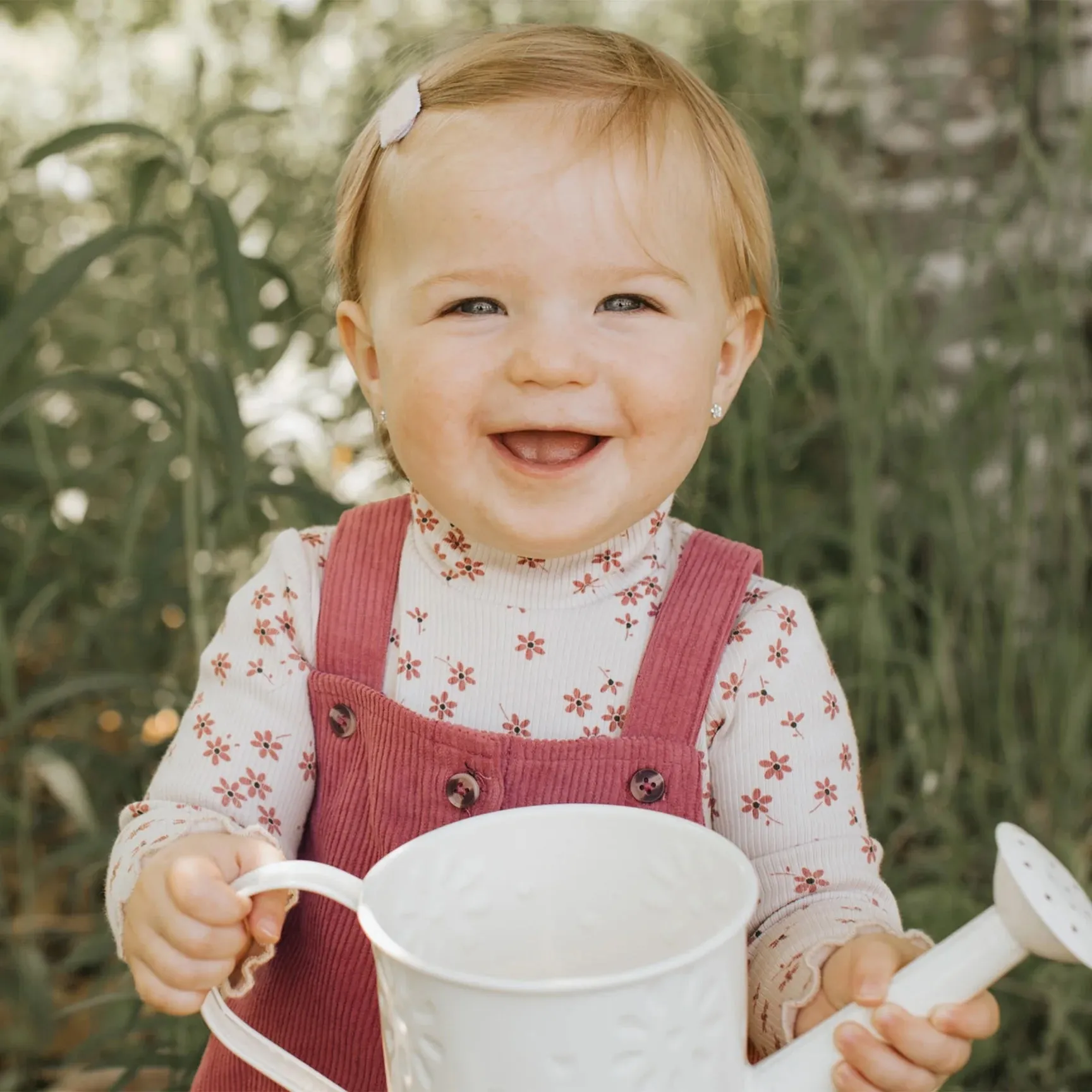 Raspberry Corduroy Overall Baby Dress Set