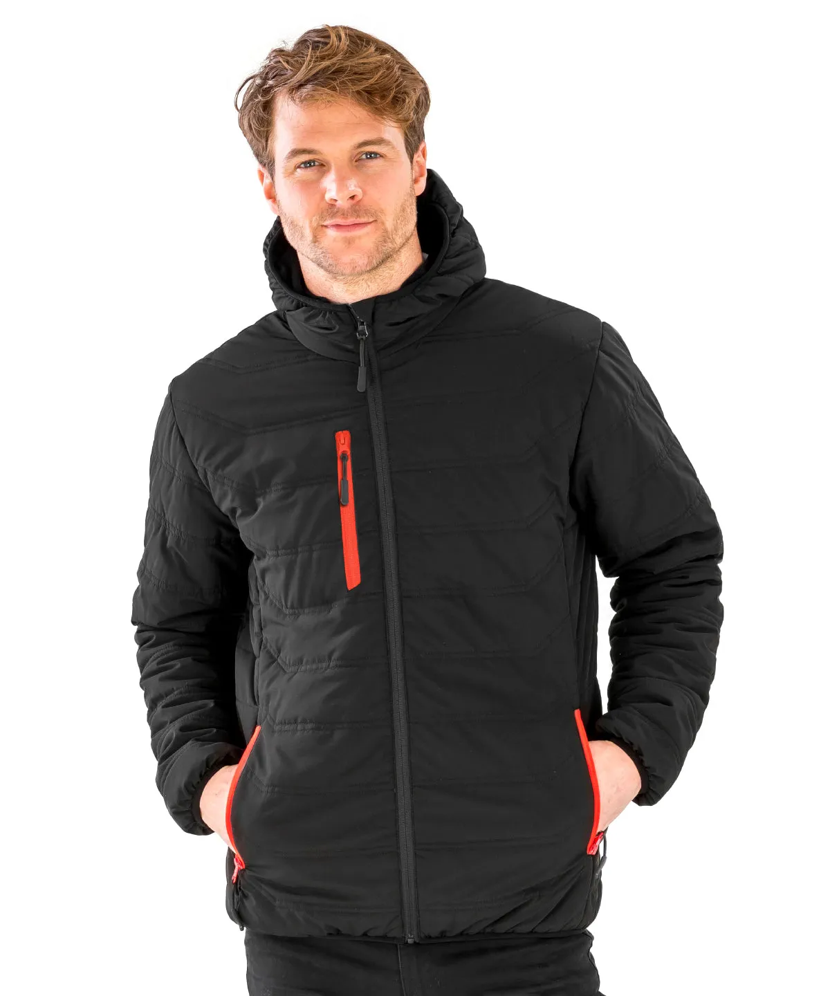 Recycled compass padded winter jacket | Black/Royal