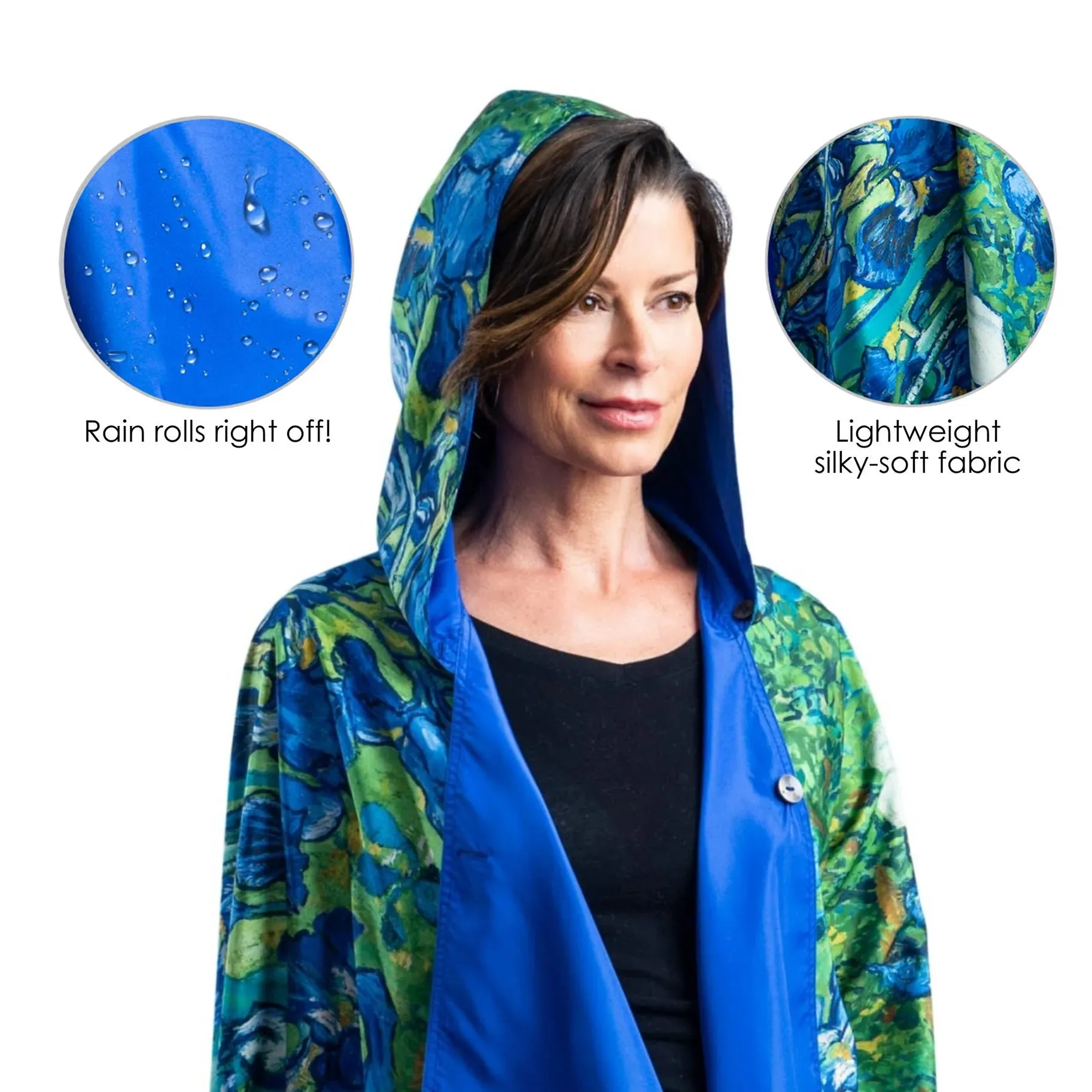 Reversible Rain Poncho - Van Gogh Irises