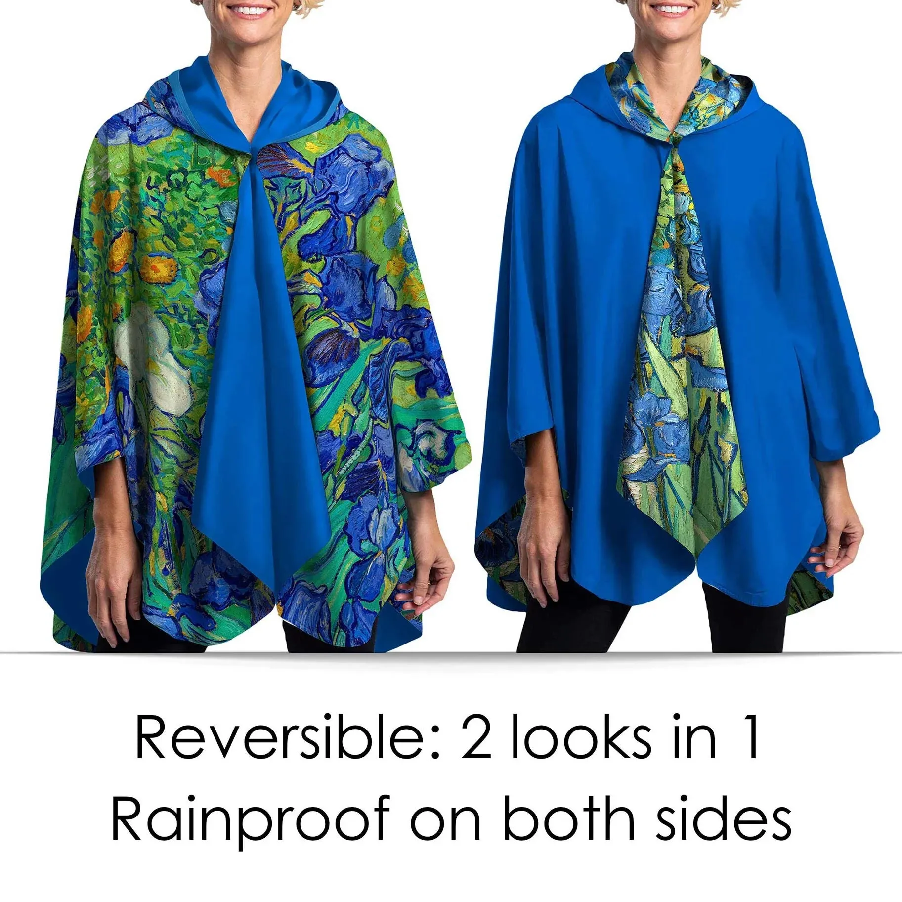 Reversible Rain Poncho - Van Gogh Irises